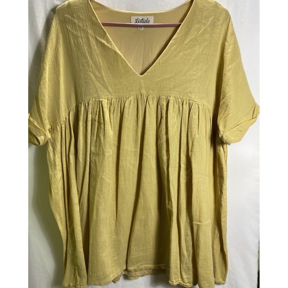 Listicle Lemon Yellow V-Neck Babydoll Mini Dress